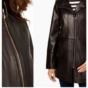 Cole Haan Asymmetrical Leather Jacket Black -